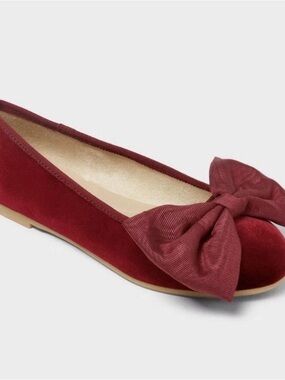 Cat & Jack Burgundy Bow Ballet Flat - Girls